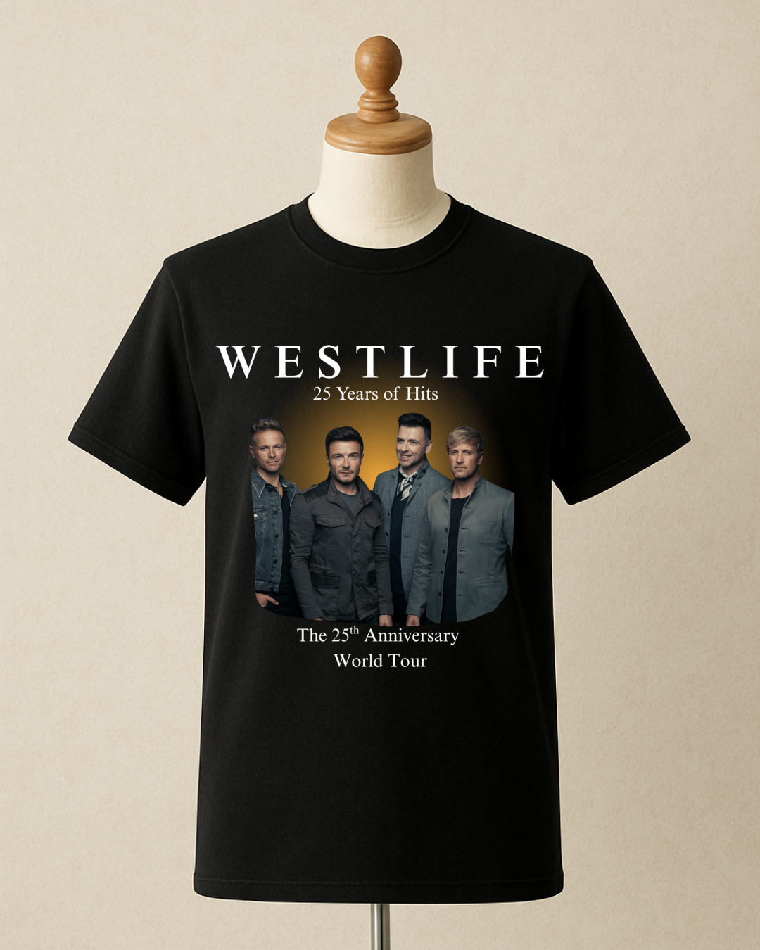 WESTLIFE 25th Anniversary World Tour Concert T-Shirt - Black Tee for Fans