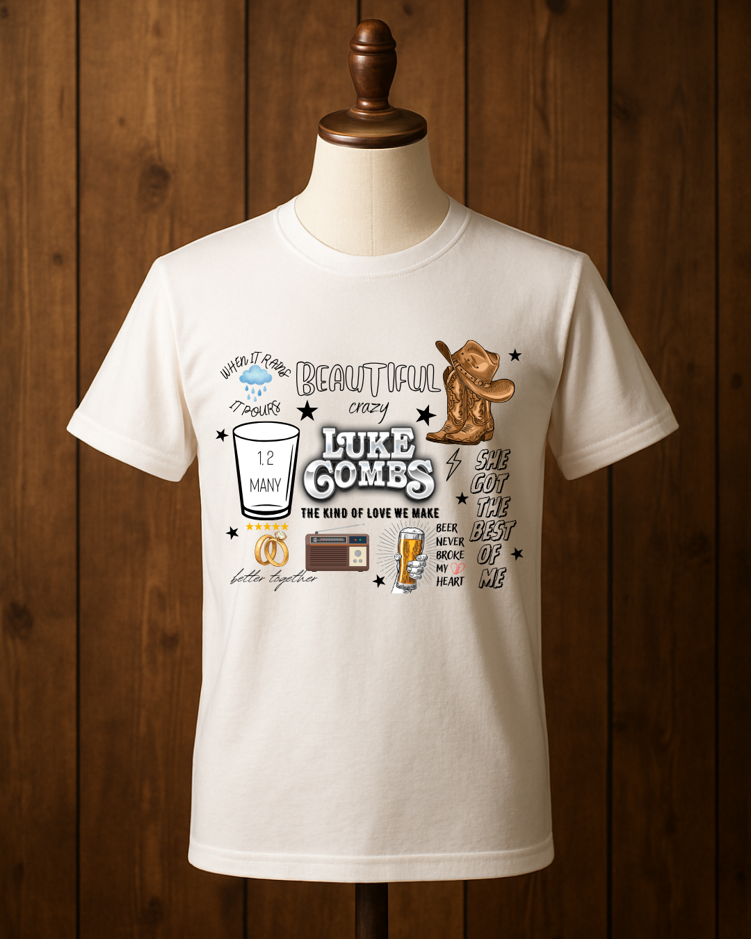 Luke Combs My Kinda Saturday Night Tour T-Shirt Short Sleeve Casual Top for Fans